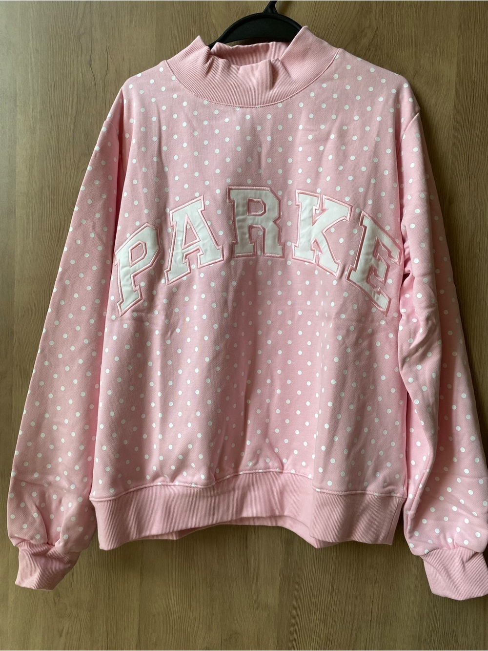 Parker Pink Polka Dot Sweatshirt with White Appliqué